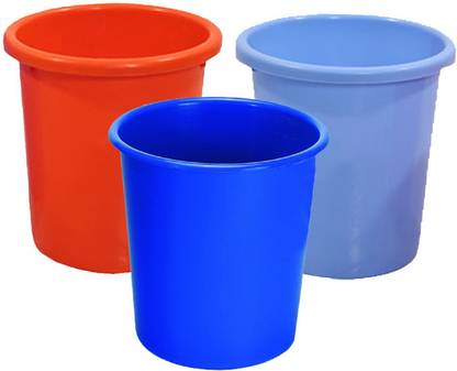 KUBER INDUSTRIES Portable Waste Bin/Dust bin/Rubbish bin/Trash Can/Garbage Bin-Homeware set of 3 Pcs (Assorted Color) Code14 Plastic Dustbin