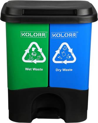 KOLORR Twin Bin 33L Pedal Dustbin /Garbage Waste Bin with Lid for Home, Kitchen, Office Plastic Dustbin