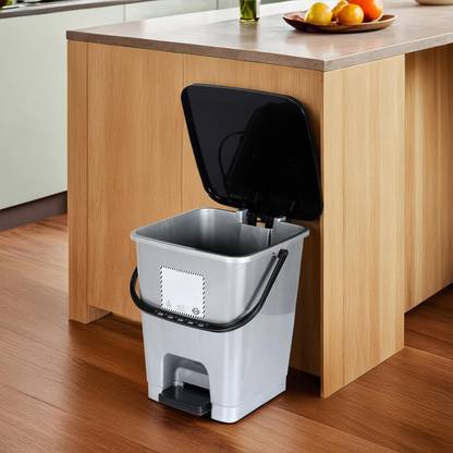 HOMESTIC by Kuber Industries Premium Plastic Pedal Dustbin 10 Ltr (Grey) Plastic Dustbin