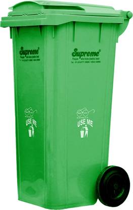 Rgtas Suprieme Plastic Manual-Lift Garbage Waste Dustbin with Wheel 120 L (Green) Plastic Dustbin