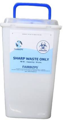 FAIRBIZPS Bio-Medical Sharps Container for Needles, Glass Waste - 10Ltrs. Plastic Dustbin