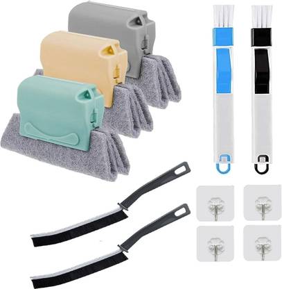 JENICO WORLD Window Slot Door Track Gap Dust Cleaning Brush With 4 Pcs Hook Wet and Dry Duster