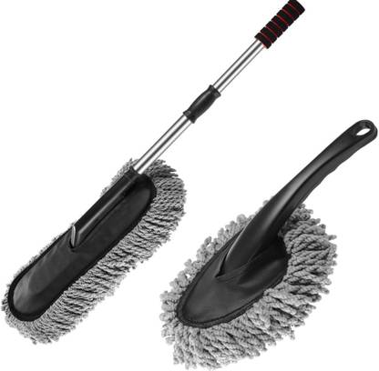 H HANUMANT ENTERPRISE Combo 2 PCS Super Soft Primium Microfiber Car Cleaning Brush Ideal as Mop Duster Wet and Dry Duster Set