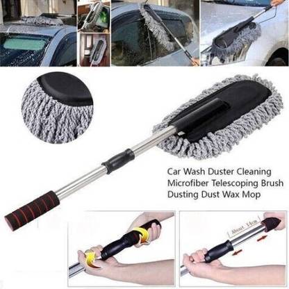 SRBK fashion 🧽 Microfiber Car Duster Brush with Extendable Handle for Exterior Care 🚗 Wet and Dry Duster