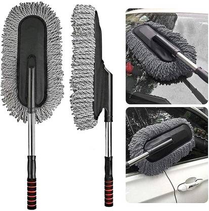 FITRIC Car Cleaning Brush Microfiber Fixable Duster with Expandable Handle(Multicolor) Wet and Dry Duster