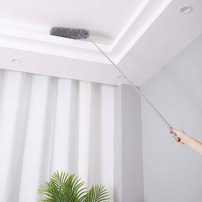 DEEJET Flexible Head Microfiber Feather Duster with Extendable Telescopic Pole Wet and Dry Duster