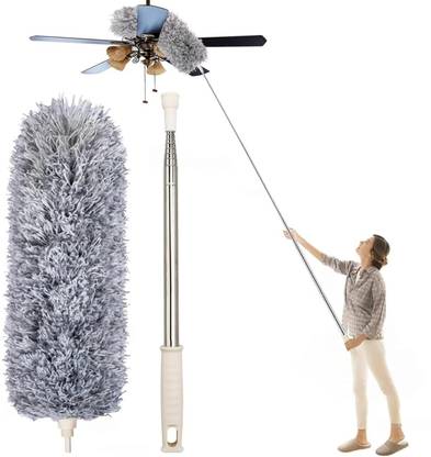 AQIMUS Microfiber Cleaning Duster with 100 inches Expandable Pole Handle Wet and Dry Duster