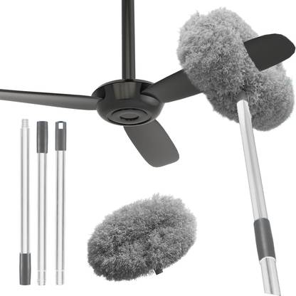 MAXOSHINE Cleaning High Ceiling Feather Microfiber Fan Duster ExtensionPole Wet and Dry Duster