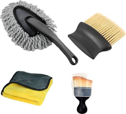 FUELBYTE 4Pcs Microfiber Car Inside Dust Removal And Cleaning Duster Brush For Home & Car Wet and Dry Duster