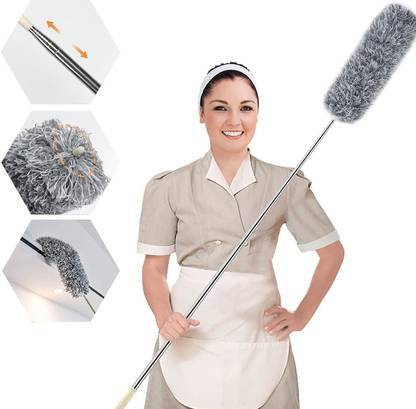 Orvyn Cleaning Duster with 100 inches Expandable Pole Handle Washable Duster Wet and Dry Duster