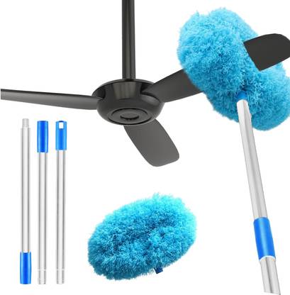 MAXOSHINE Cleaning High Ceiling Feather Microfiber Fan Duster ExtensionPole Wet and Dry Duster