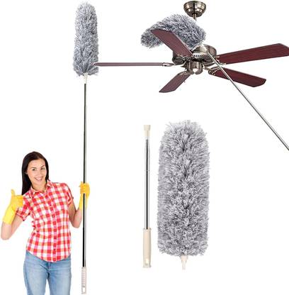 FLYPRO Upgraded Long Handle Microfiber Feather Ceiling Duster for Dust Cleaning Wet and Dry Duster Set