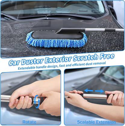 SELLL Soft Microfiber Duster with Extendable Long Pole Dry Duster