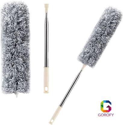 Gorofy Microfiber Duster for Cleaning with Extension Pole(Stainless Steel), Extra Long Wet and Dry Duster Set