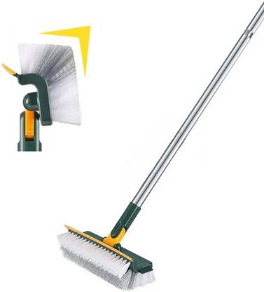 JHWOQU 2 in 1 Floor Scrub Brush with 180° Rotating Tile Brush Cleaning Bathroom Wet and Dry Duster Set