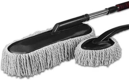 PAPLAJ ENTERPRISES Scratch-Free Vehicle Microfiber Duster Extendable Stainless Steel Shaft Wet and Dry Duster