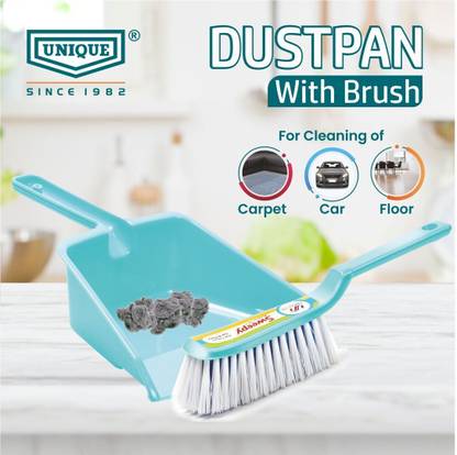 UNIQUE Premium Multipurpose Dust pan with brush synthetic bristles for home cleaning Plastic Dustpan