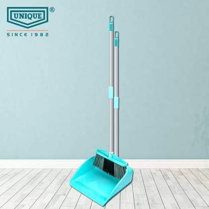 UNIQUE broom with|long with handle Wide/Deep mouth for commercial use Plastic Up Right Dustpan