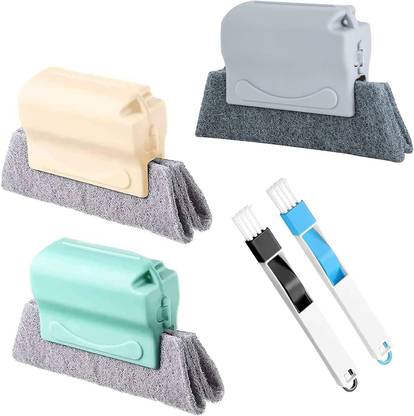 JENICO WORLD Window Track Cleaner and gap Cleaning Brush Set of 3 Gap Brush & 2 Window Brush Plastic Step On It Dustpan