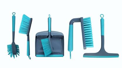 Qudio Multipurpose Cleaning Brush Set–Dustpan,Brush,Squeegee & Cleaning Brush Plastic Dustpan