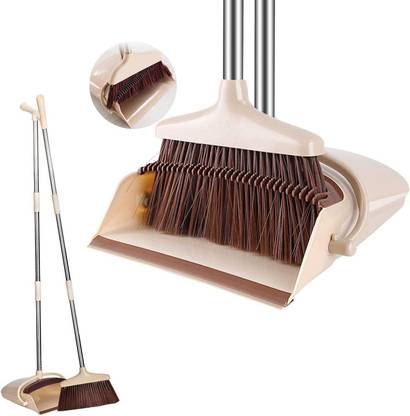 Bonsly Large Broom and Dustpan Set with 54.5" Long Handle Plastic Dustpan