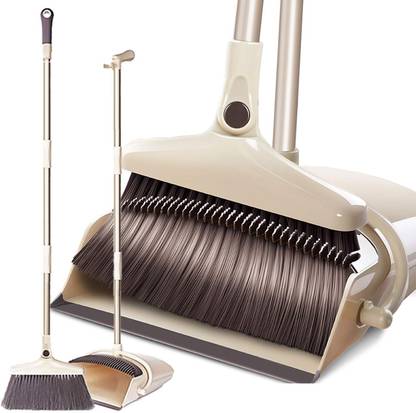 Clefairy Broom Combo Set Standing with Stainless Long Handle Plastic Dustpan
