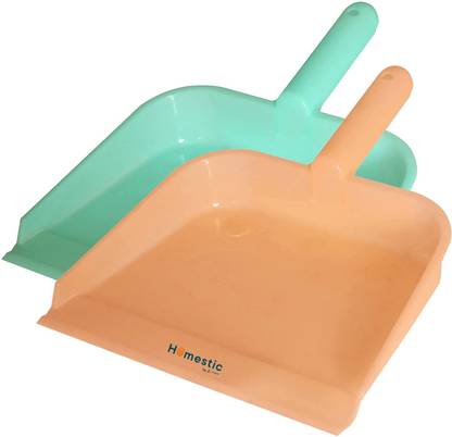HOMESTIC Plastic Dustpan, Pack of 2 (Green & Light Pink) Plastic Dustpan