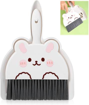 MAYCREATE Portable Mini Desk Dustpan and Brush Set Cute Small Broom Lightweight Use Plastic Step On It Dustpan