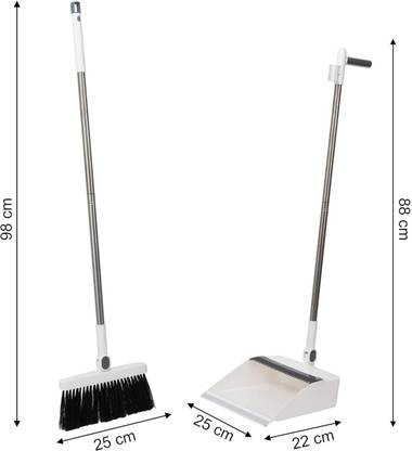 DYZEKO Broom and Dustpan Set Long Handled Broom Dustpan Combo Plastic Dustpan