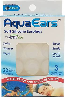 aquaears 3 Pairs Earplug Sleeping, Studying Loud Noise Meditation Sound Reducing Swimming Ear Plug