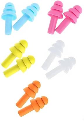 ZIRAK 5 Pairs Multi Colour Soft Silicone Ear Plugs for Sleeping Noise Cancelling Ear Plug