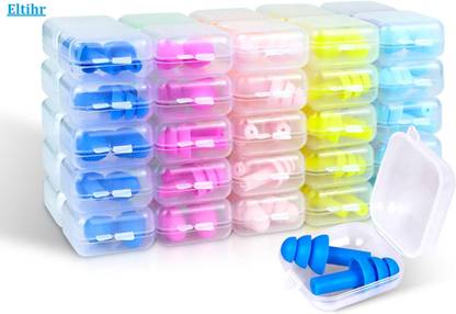 Eltihr 50 Pair Reusable Silicone Sound Blocking Earplugs, Waterproof Noise Reduction Ear Plug