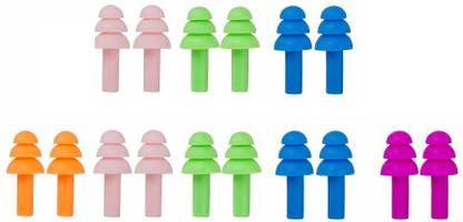 QEQEQ Ear Plugs Soft Silica Gel Noise Reduction 8 Pairs - Random Color Ear Plug