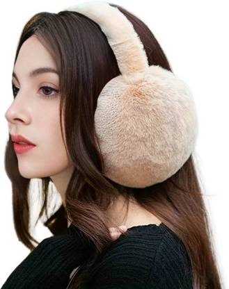 AlexVyan Beige Winter Foldable Ear Muffs Ear Warmers Warm Earmuffs Soft Extra Fur Ear Muff