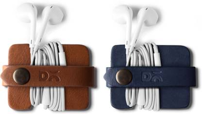 DailyObjects Flake Cable Wrap (Blue & Brown) | Cable Organiser- Set of 2 Earphone Cable Organizer