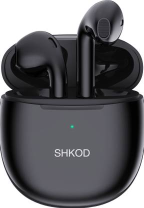 SHKOD AirLits True Wireless Earbuds with 25H Playtime, Bluetooth 5.3 (Crystal Black) Wired