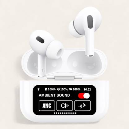 hariomspgold Wireless Bluetooth Earbuds Touch LCD Display Earphone Cable Organizer