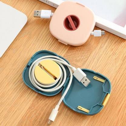 Newvent Cable Organizer Rotating Case | USB Cable Winder Box |Case Phone Holder Mouse Wire Cord Storage (Pack Of 3Set, Multicolor)