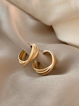Unwind by Yellow Chimes Gold Toned Half s Alloy Hoop Earring