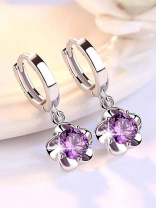 MYKI Angelic Singel Diamond Flower Earring For Women & Girls Stainless Steel Drops & Danglers