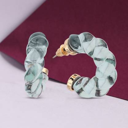 ACCESSORIZE LONDON Accessorize London Women's blue 90S Flashback Twisted Resin Hoop Earring Crystal Alloy Hoop Earring