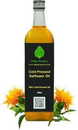 Village Organica Cold Pressed Safflower Oil | Kardi Oil | Edible Oil |Carrier Oil Safflower Oil Glass Bottle