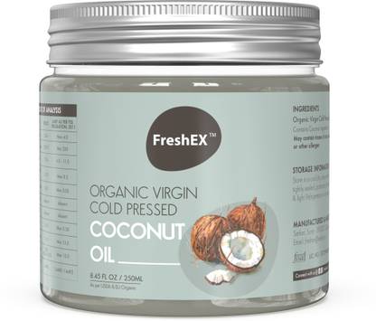 FreshEX Cold Pressed Virgin Coconut Oil – USDA & EU Organic Extraction Coconut Oil Jar