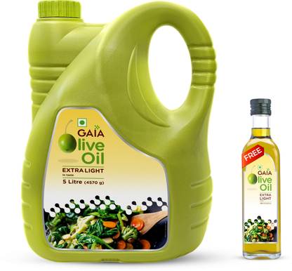 GAIA Extra lite Olive oil 5 Ltr with 250ml Olive oil Free Olive Oil Can