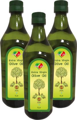 Long Live Extra Virgin Olive Oil First Cold Pressed,(Imported from Italy) -1 Ltr Pack Of 3 Olive Oil Jar