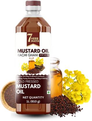 7Herbmaya Cold-Pressed Mustard Oil – Edible Grade | Kachi Ghani Process Mustard Oil Plastic Bottle