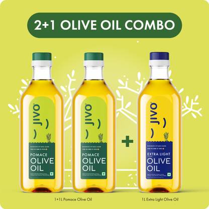 JIVO Extra Light 1L+Pomace 1L+Pomace 1L (pack of 3) 3L Olive Oil PET Bottle
