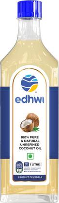 edhwi 100% Pure And Natural Coconut Oil jerry Can- 1Litre Coconut Oil PET Bottle