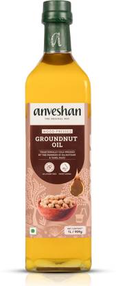 Anveshan Wood Pressed | Glass Bottle Kacchi Ghani Groundnut Oil Glass Bottle