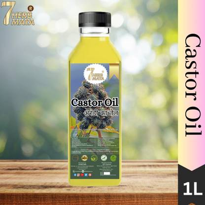 7Herbmaya Unrefined Natural Castor Oil/Ricinus Communis Oil for Hair, Skin Care & Cooking Castor Oil PET Bottle